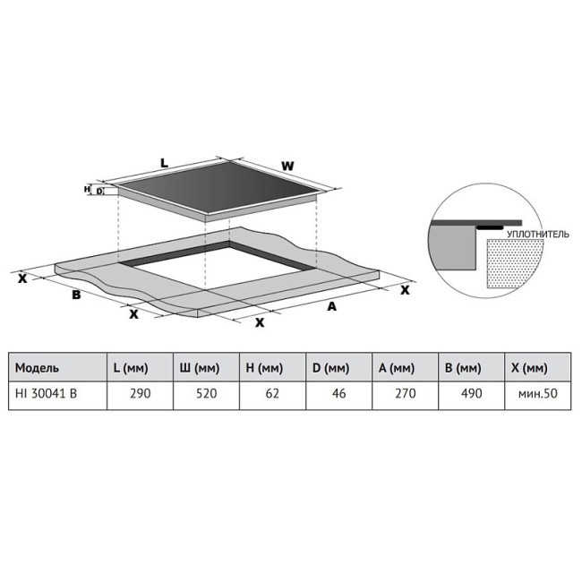 Встраиваемая индукционная варочная панель Korting HI 30041 B