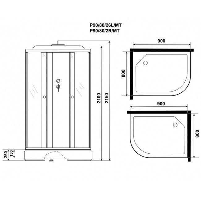 Душевая кабина Niagara Promo P90/80/26L/MT Душевая кабина Niagara Promo P90/80/26L/MT