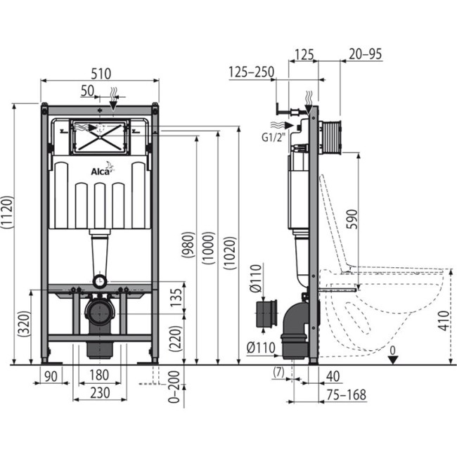 Готовое решение Alca Plast с кнопкой M1720-1 белый/хром глянец (AM101/1120-4:1RUM1720-1-001) Готовое решение Alca Plast с кнопкой M1720-1 белый/хром глянец (AM101/1120-4:1RUM1720-1-001)