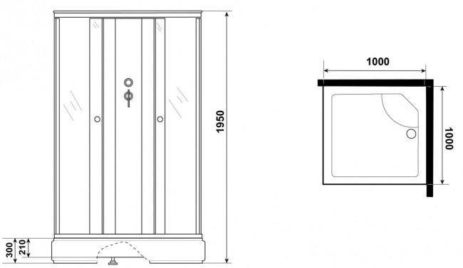 Душевая кабина Niagara Promo P100/26Q/MT/BK