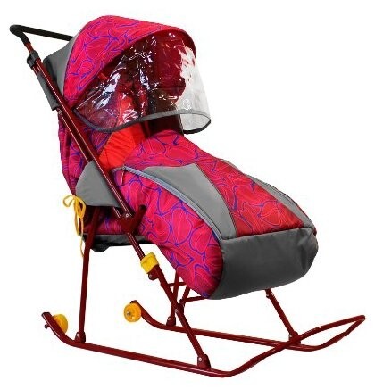 Санки-коляска Galaxy Снежинка Премиум красный Санки-коляска Galaxy Снежинка Премиум красный