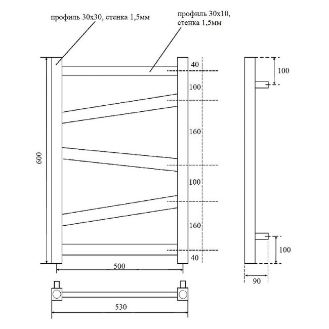 Полотенцесушитель электрический Point Феникс PN15156WE Полотенцесушитель электрический Point Феникс PN15156WE