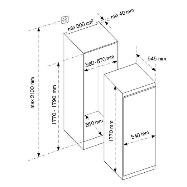 Встраиваемая морозильная камера Bertazzoni FRZ603UBNPTC/20 Встраиваемая морозильная камера Bertazzoni FRZ603UBNPTC/20