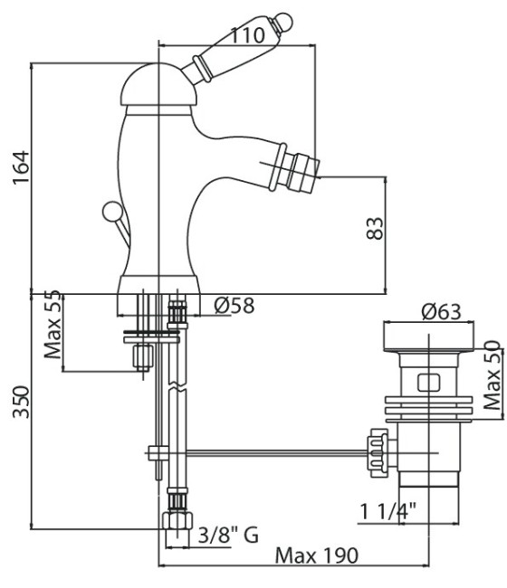 Смеситель для биде Cezares (ELITE-BSM1-01-M) хром