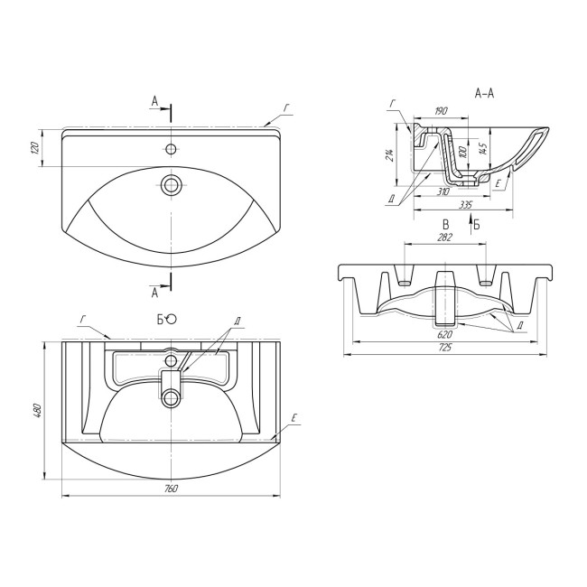 Раковина Dreja Лагуна 75 (028230)