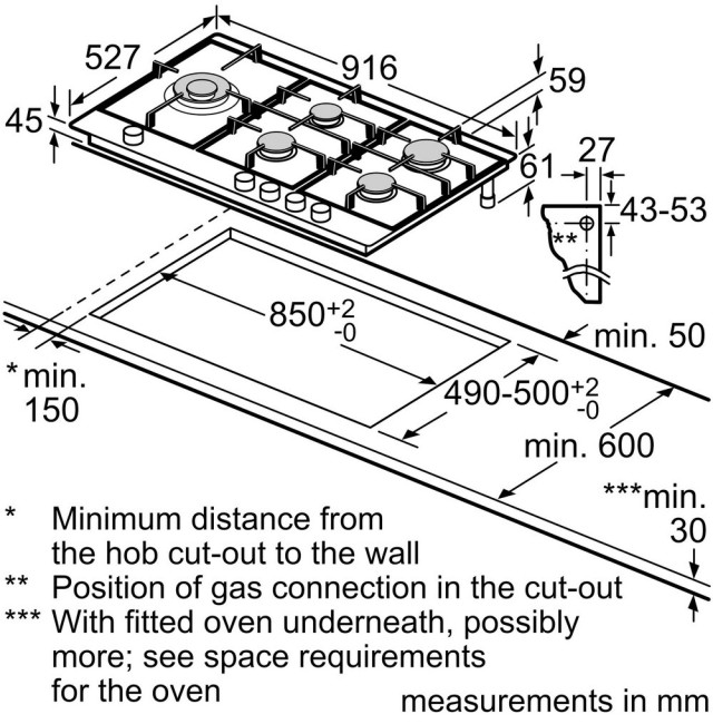 Встраиваемая газовая варочная панель Bosch PRS9A6D70M