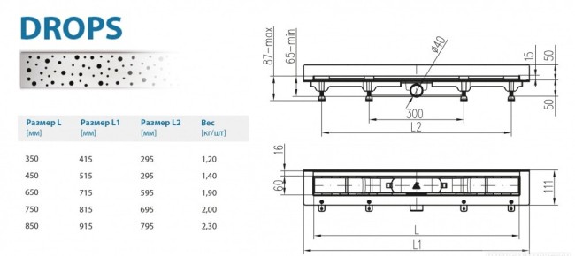 Водоотводящий желоб Alpen Drops ALP-450D2