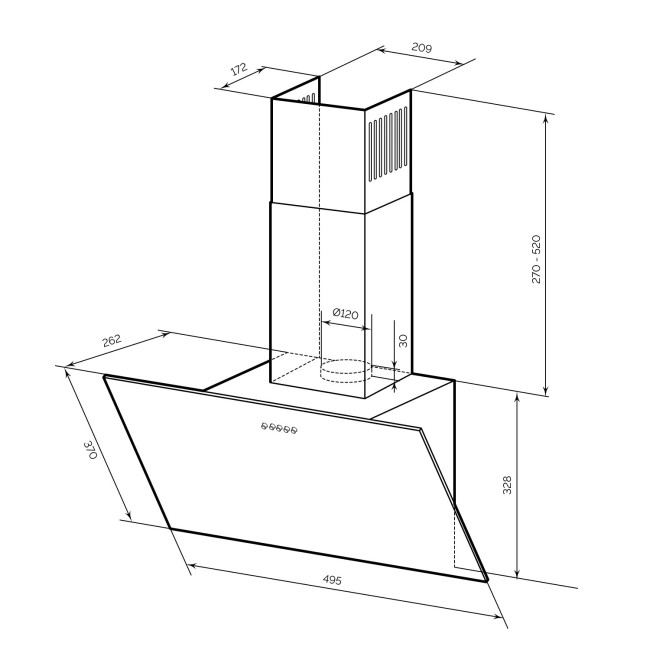 Каминная вытяжка Lex Moza 500 Black
