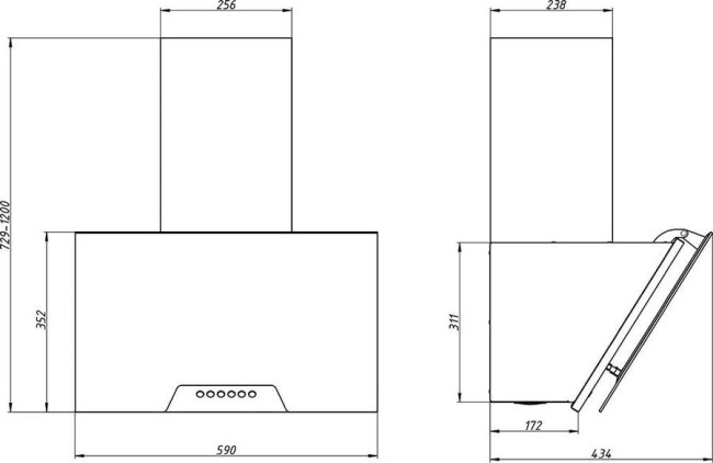 Каминная вытяжка Elikor RT6754AB антрацит/черное стекло
