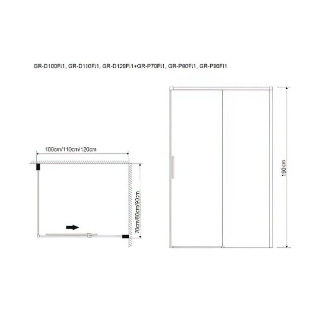 Душевая дверь Niagara GR-D100Fl1 Душевая дверь Niagara GR-D100Fl1