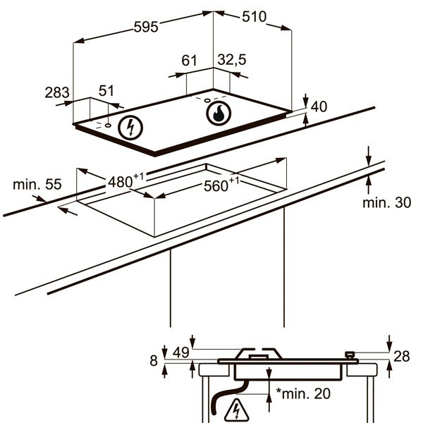 Встраиваемая газовая варочная панель Electrolux GPE 263 FB