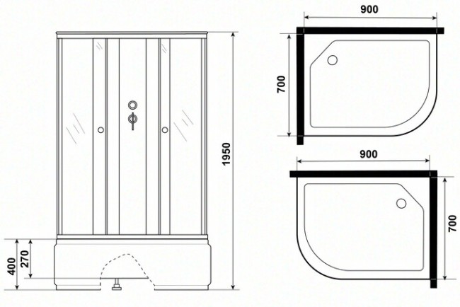 Душевая кабина Niagara Eco E90/70/40L/TN/BK Душевая кабина Niagara Eco E90/70/40L/TN/BK