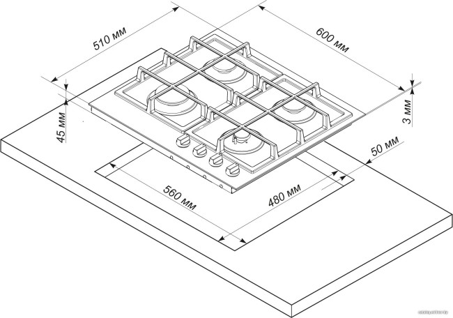 Встраиваемая газовая варочная панель Electronicsdeluxe TG4 750231F-021 ЧР