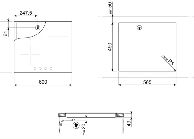 Встраиваемая электрическая варочная панель Smeg SE364TDM Встраиваемая электрическая варочная панель Smeg SE364TDM