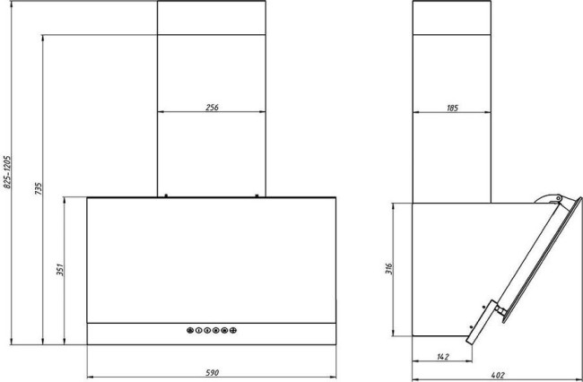 Каминная вытяжка Elikor RX6754X5 нержавейка/бронзовый травертин