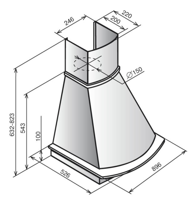 Каминная вытяжка Elikor Ротонда 60 бежевый/бук светло-коричневый