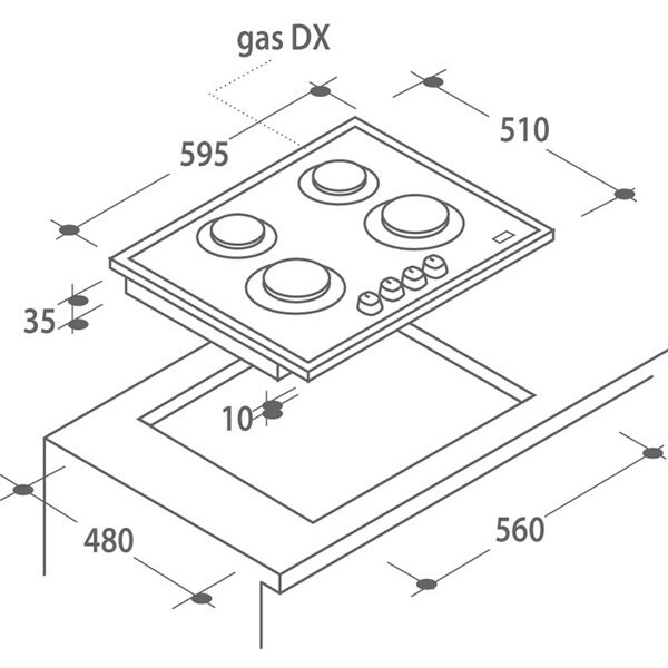 Встраиваемая газовая варочная панель Candy CVG 64 STGN Встраиваемая газовая варочная панель Candy CVG 64 STGN