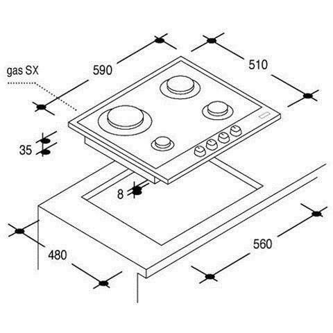 Встраиваемая газовая варочная панель Candy CPG 64 SWGX Встраиваемая газовая варочная панель Candy CPG 64 SWGX