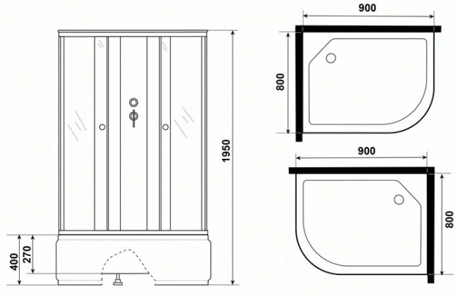 Душевая кабина Niagara Eco E90/80/40L/TN/BK Душевая кабина Niagara Eco E90/80/40L/TN/BK