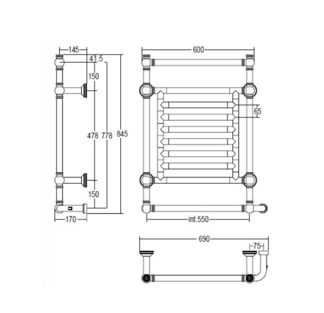 Полотенцесушитель электрический Margaroli (95845504OBNB) Полотенцесушитель электрический Margaroli (95845504OBNB)