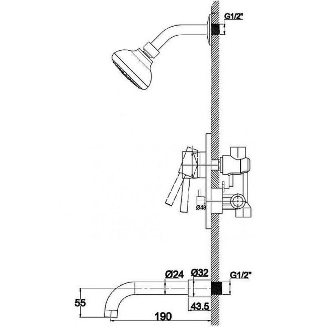 Встраиваемая душевая система Haiba HB80297-2 Встраиваемая душевая система Haiba HB80297-2
