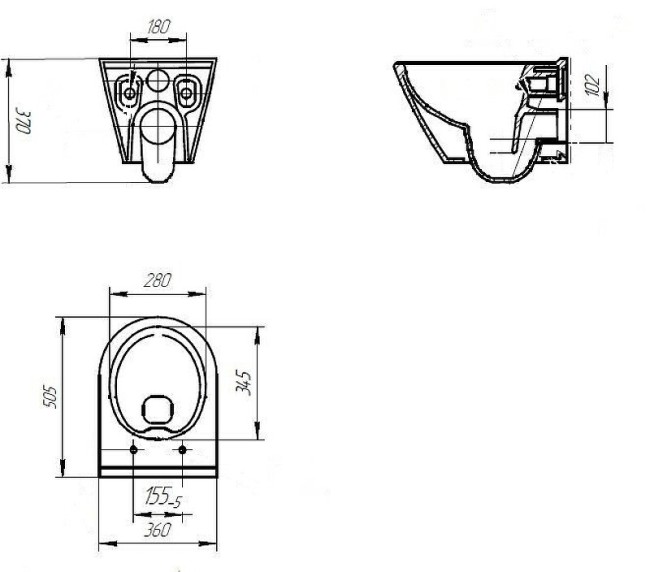 Унитаз подвесной Cersanit OVAL 63114 белый Унитаз подвесной Cersanit OVAL 63114 белый