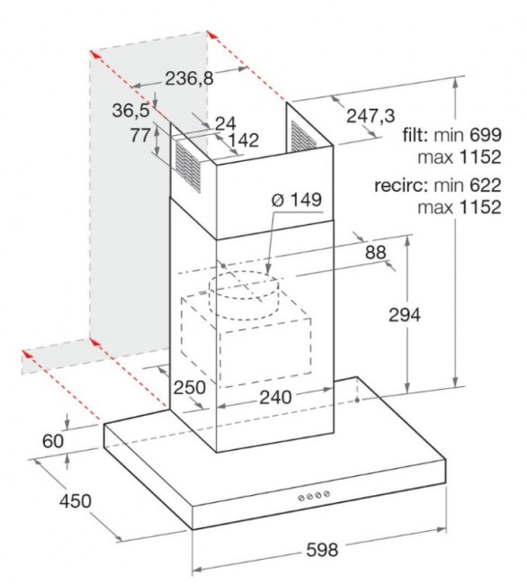 Каминная вытяжка Hotpoint-Ariston HHBS 6.7F LL X Каминная вытяжка Hotpoint-Ariston HHBS 6.7F LL X