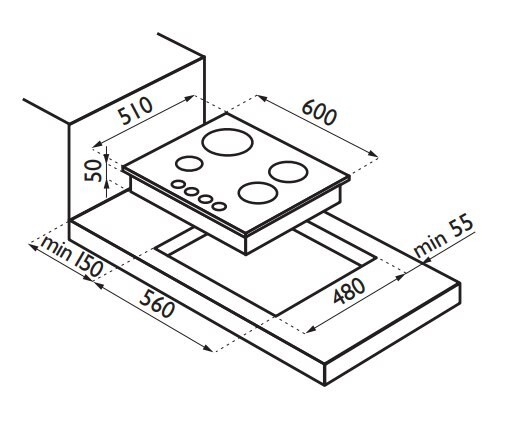 Встраиваемая газовая варочная панель Ardesia F 6V4 GTRW Встраиваемая газовая варочная панель Ardesia F 6V4 GTRW