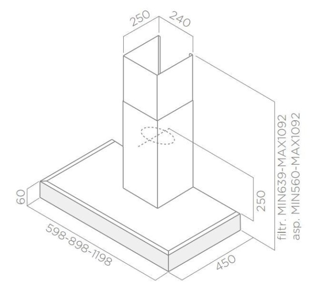 Каминная вытяжка Elica Spot Plus IX/A/60