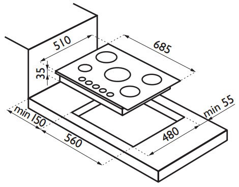 Встраиваемая газовая варочная панель Ardesia HBF 70V5 GTW Встраиваемая газовая варочная панель Ardesia HBF 70V5 GTW