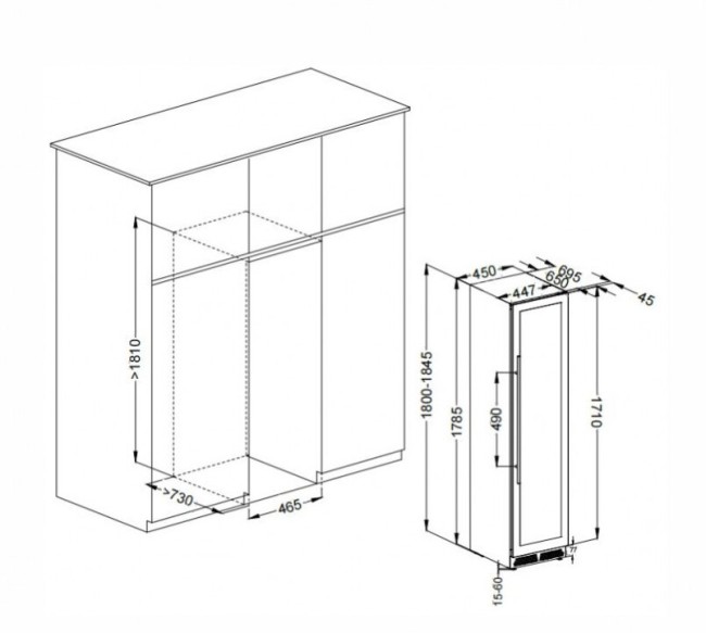 Винный шкаф Meyvel MV106-KBT2 Slim