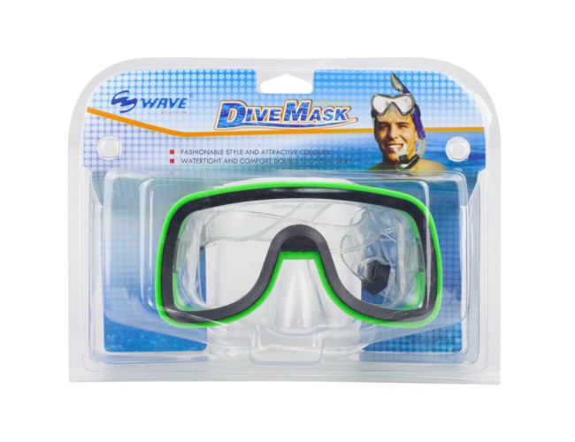 Маска для плавания Wave M-1319 черный-зеленый