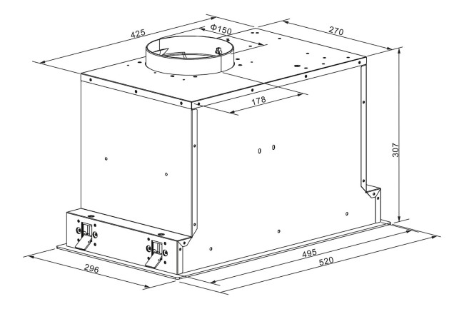 Встраиваемая вытяжка Oasis UL-52BG Встраиваемая вытяжка Oasis UL-52BG