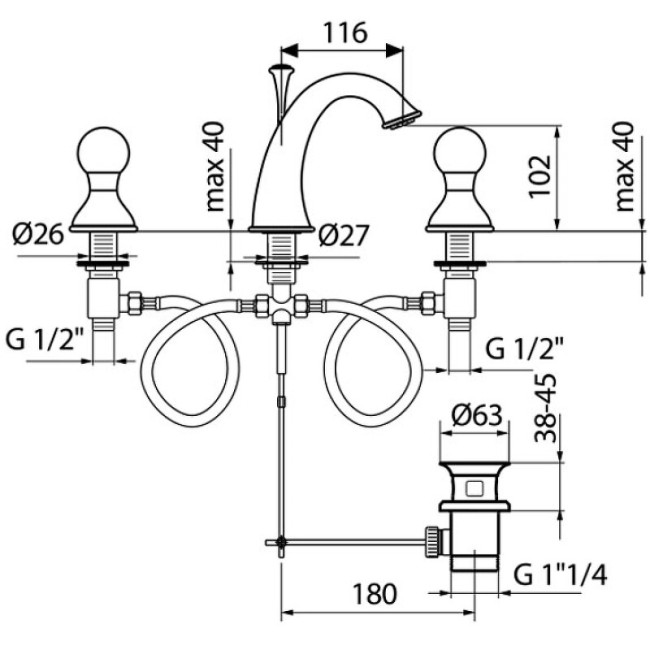 Смеситель для раковины Webert Karenina KA750101015