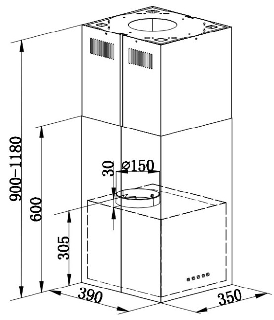 Островная вытяжка Maunfeld Bath Light Isla 35 нержавеющая сталь