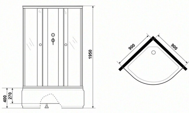 Душевая кабина Niagara Promo P90/40/MT/BK
