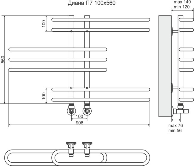 Полотенцесушитель Terminus Диана стандарт П7 (4670030725325) Полотенцесушитель Terminus Диана стандарт П7 (4670030725325)