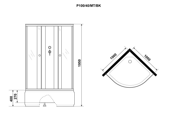 Душевая кабина Niagara Promo P100/40/MT/BK Душевая кабина Niagara Promo P100/40/MT/BK