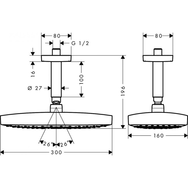 Верхний душ Hansgrohe Raindance Select E 300 2jet 27384000 Верхний душ Hansgrohe Raindance Select E 300 2jet 27384000