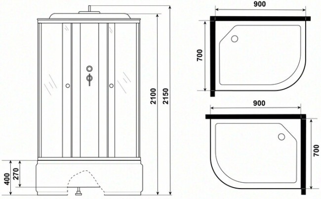 Душевая кабина Niagara Promo P90/70/40L/MT Душевая кабина Niagara Promo P90/70/40L/MT