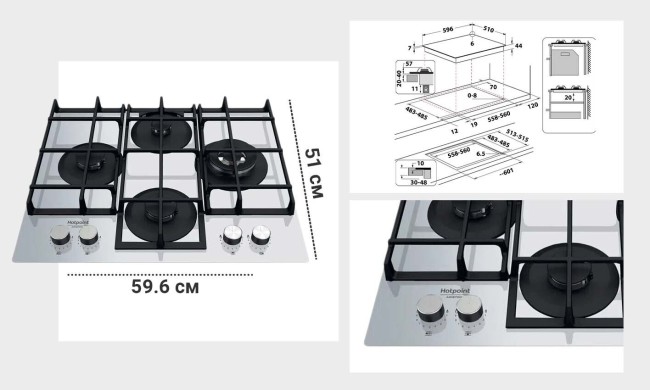Встраиваемая газовая варочная панель Hotpoint-Ariston HAGS 62F/WH