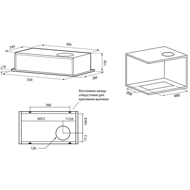 Встраиваемая вытяжка Kronasteel Selina 600 inox PB
