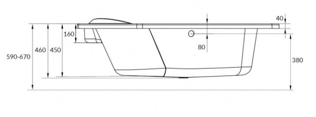 Ванна Cersanit KALIOPE 170x110 левая (P-WA-KALIOPE*170-LNL) белый