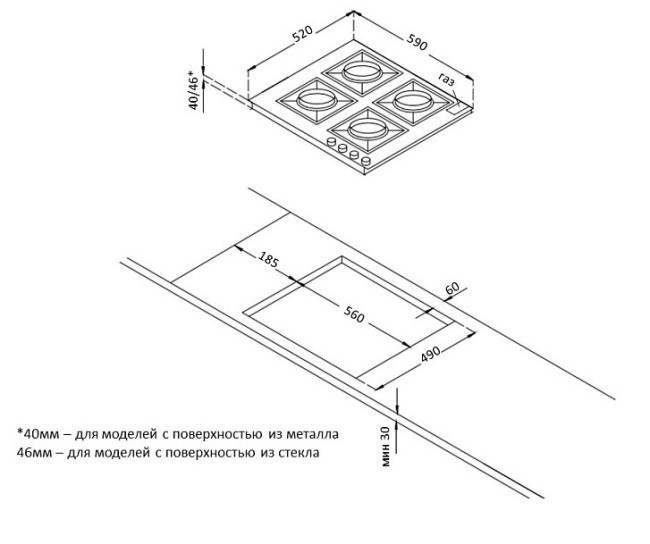 Встраиваемая газовая варочная панель Korting HGG 6734 CTN Встраиваемая газовая варочная панель Korting HGG 6734 CTN