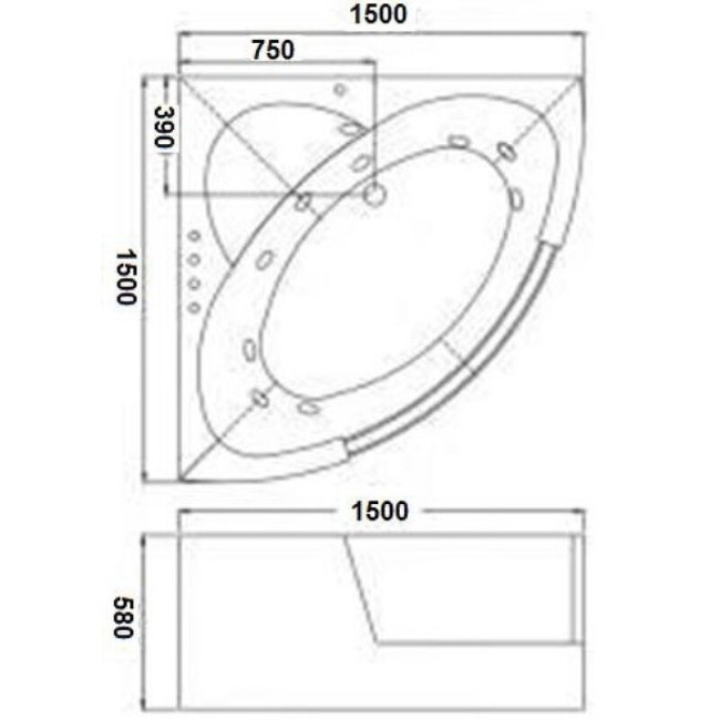 Ванна гидромассажная WeltWasser WW HB Plauer 150х150 WT (10000005697)