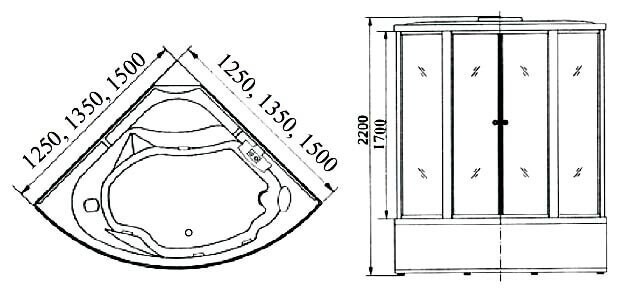 Душевая кабина с ванной Timo T-1125 Душевая кабина с ванной Timo T-1125
