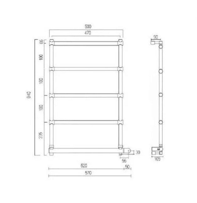 Полотенцесушитель электрический Margaroli 512-5 (5124705CRB) Полотенцесушитель электрический Margaroli 512-5 (5124705CRB)