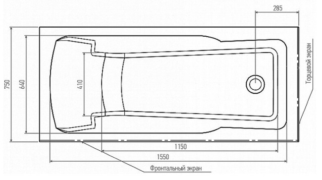 Ванна акриловая Alex Baitler MADIN 170*75 Ванна акриловая Alex Baitler MADIN 170*75