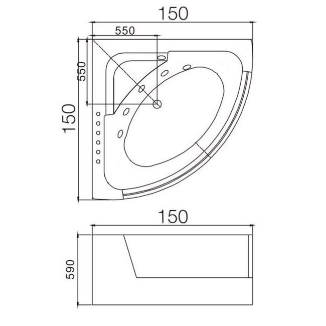 Ванна гидромассажная WeltWasser WW HB Constance 150х150 WT (10000005695)