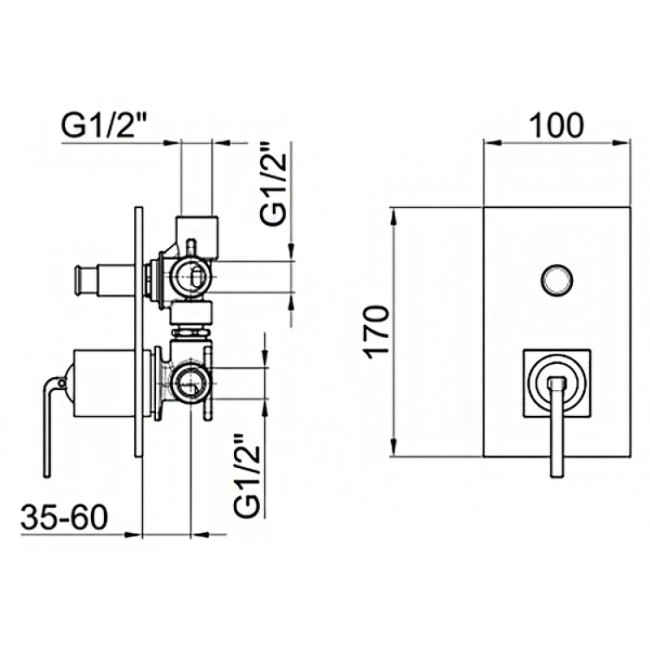 Встраиваемый смеситель для душа Webert Wolo WO860101015